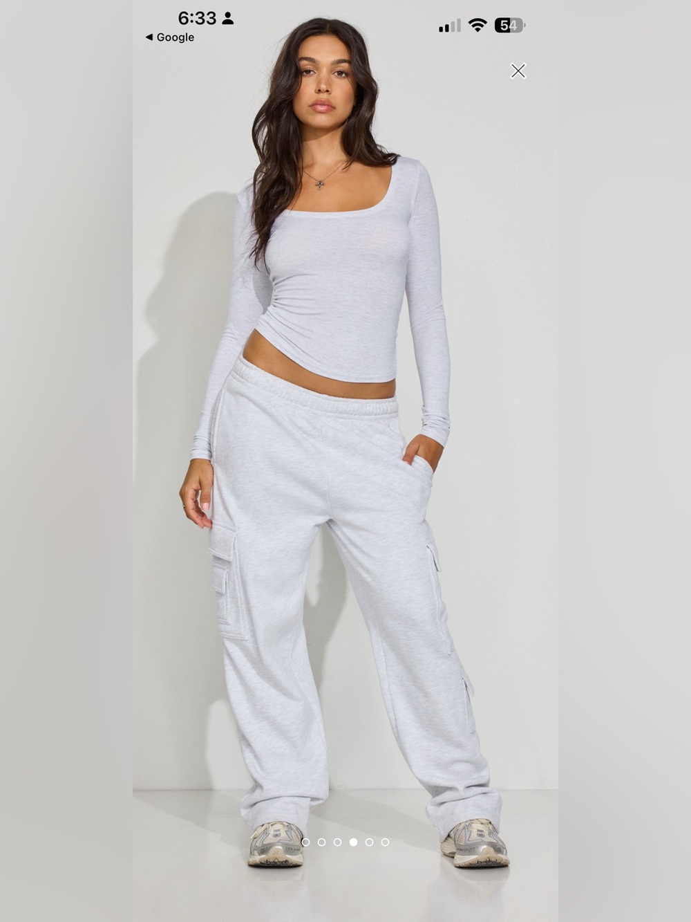 Garage Ultrafleece Cargo Light Heather Gray Wide-Leg Sweatpants M EUC Preppy